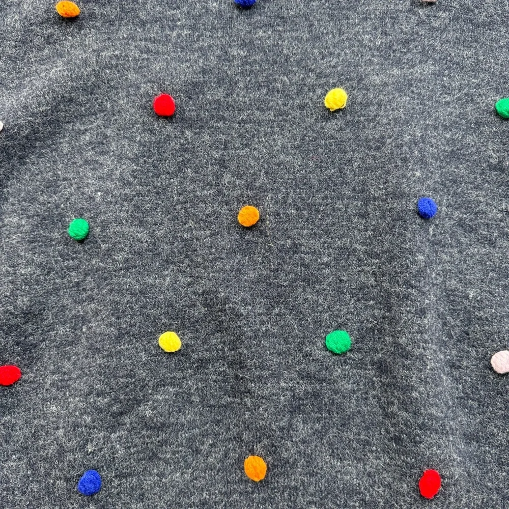 Sugar Lips Sweater Women XS Gray Pom Pom Mock Neck High Low STT15952